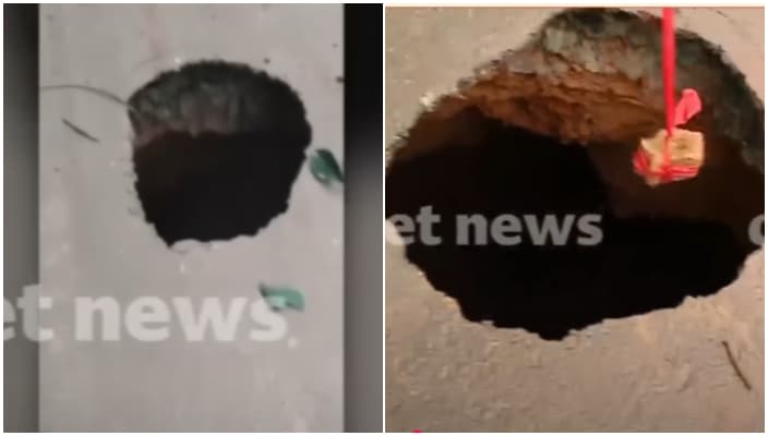 കണ്ണൂരിൽ നടുറോഡിൽ പൊടുന്നനെയുണ്ടായ കൂറ്റൻ കുഴിക്ക് കാരണം സോയിൽ പൈപ്പിങെന്ന് സംശയം; ആഴം 5 മീറ്ററിലേറെ